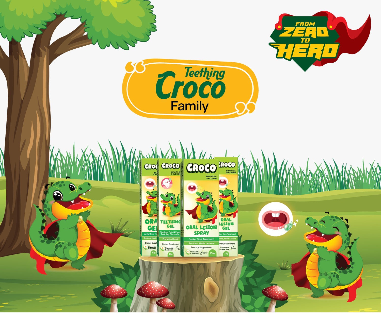 Croco Teething family
